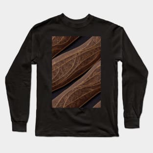Dark Brown Ornamental Leather Stripes, natural and ecological leather print #57 Long Sleeve T-Shirt